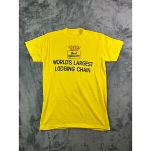 Vintage 1970s Best Western Graphic T-Shirt Yellow S Lodging Chain Promo Baby Tee